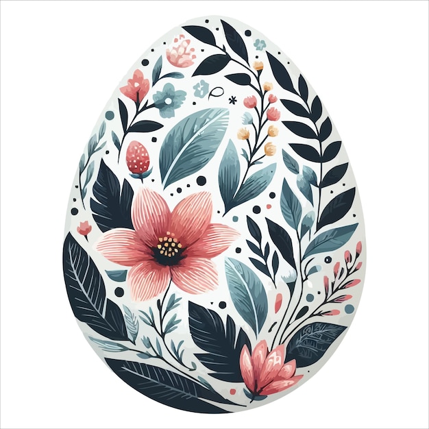 Floral Easter egg vector illustration isolated on white background