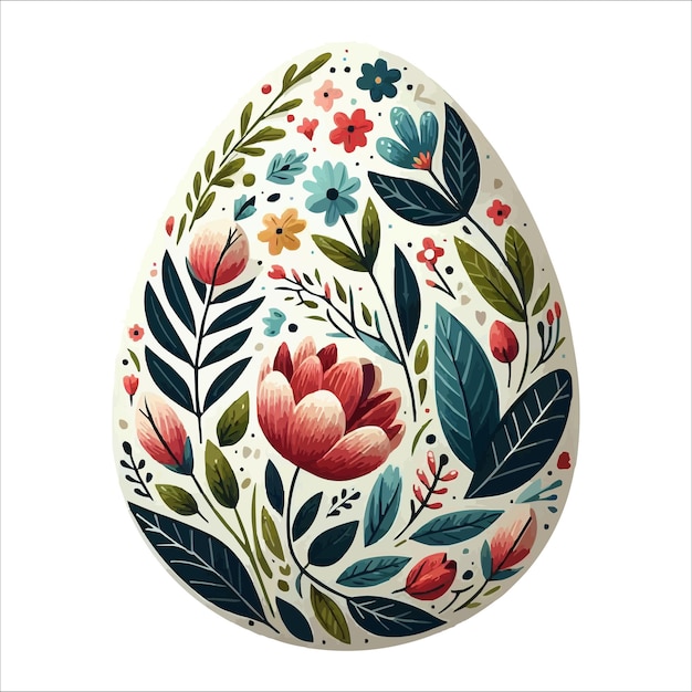 Floral Easter egg vector illustration isolated on white background