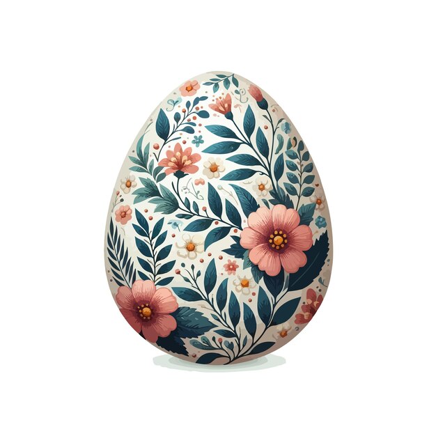 Vector floral easter egg vector on white background