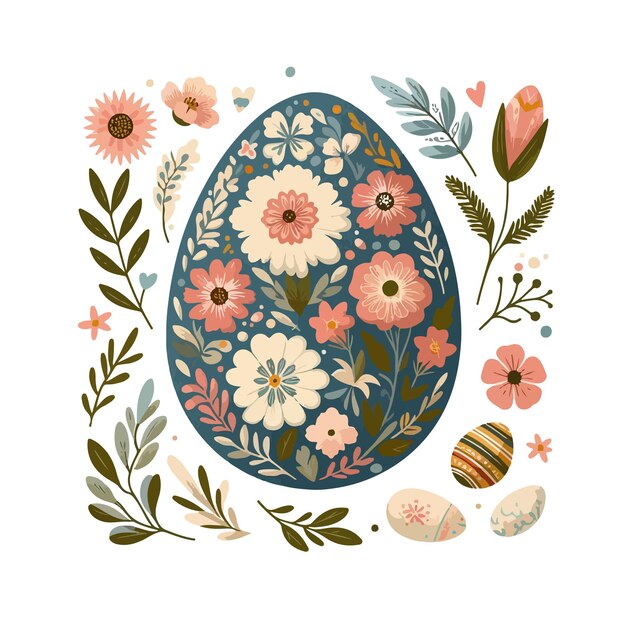 Vector floral easter egg vector on white background