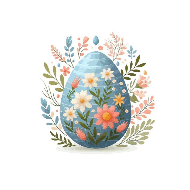 Vector floral easter egg vector on white background