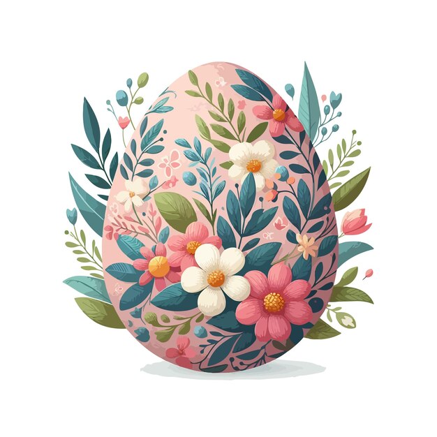 Vector floral easter egg vector on white background