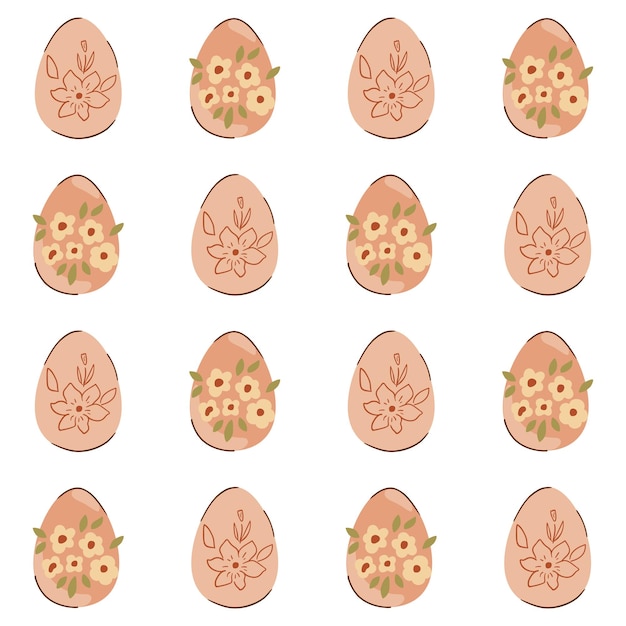 Floral easter eggs seamless pattern Vector Happy Easter seamless background beige spring print