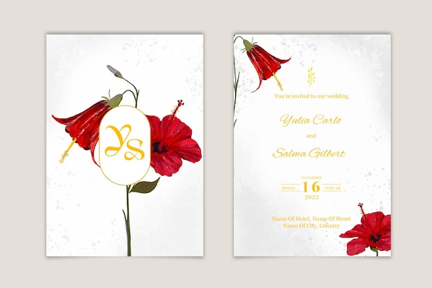 Floral edding invitation template