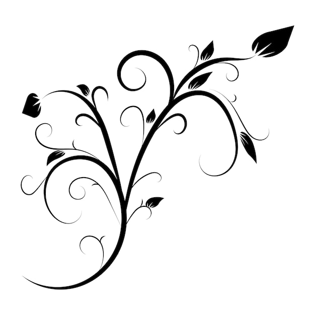 Floral elements flower black and white stock graphic design vector in illustration