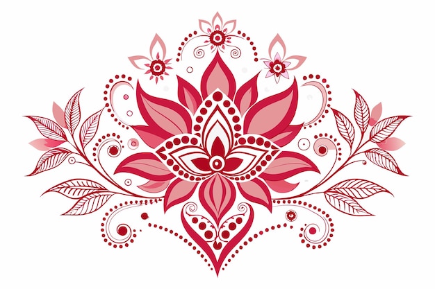 Vector floral elements in indian mehendy style vector on white background