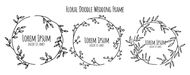 floral flower doodle sketch wedding frame ornament template collection 