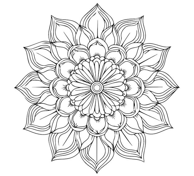 Vector floral flower mandala outline vector for coloring pages