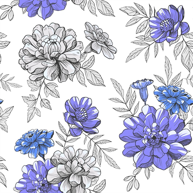 Floral, flowers, Seamless pattern. vector illustration. Textile, fabric, surface floral design