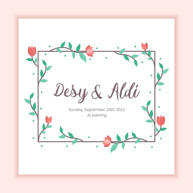 Floral Frame Background Wedding Template For Invitation