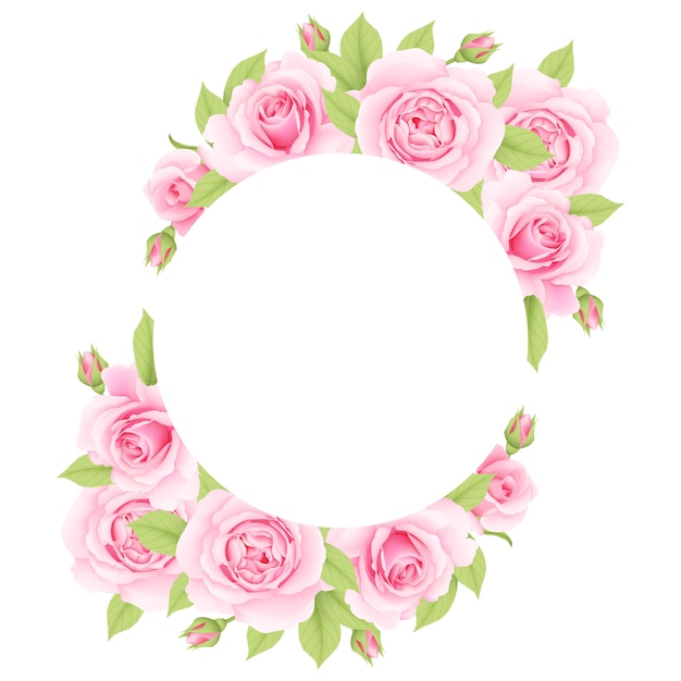 floral frame background with pink roses