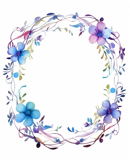 Floral Frame Border in Watercolor