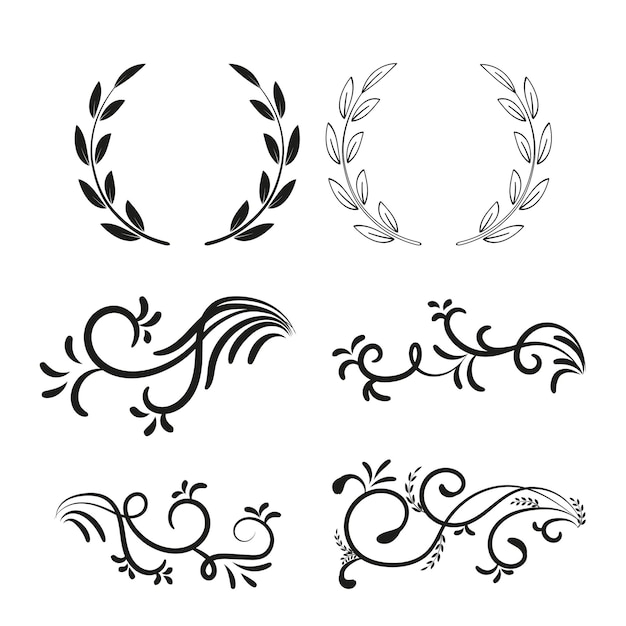 Floral frame elements set