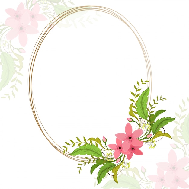 Floral frame, flowers and leaf made by watercolor.