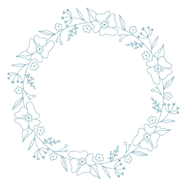 Vector floral frame line art