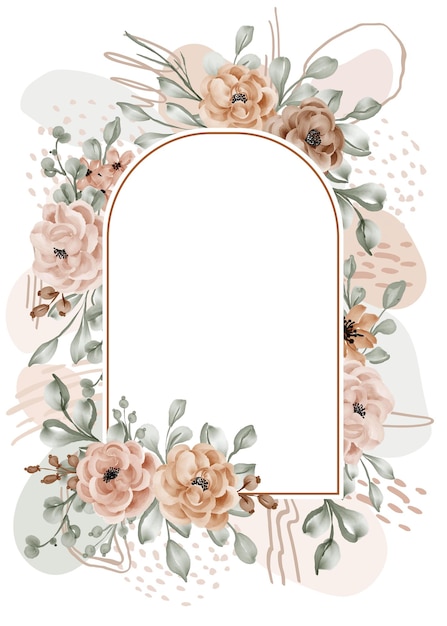 Floral frame rose leaves background with shape abstract