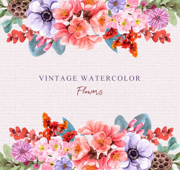 floral frame watercolor background