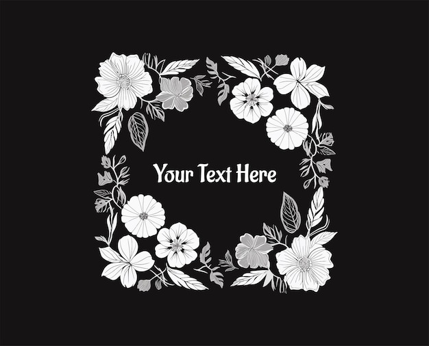 Floral frame weading decor white flowers graphic