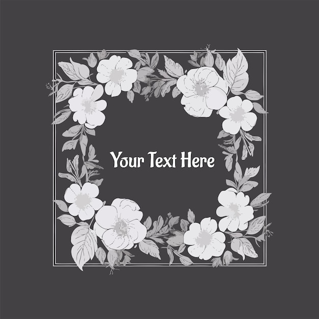 Floral frame weading decor white flowers graphic