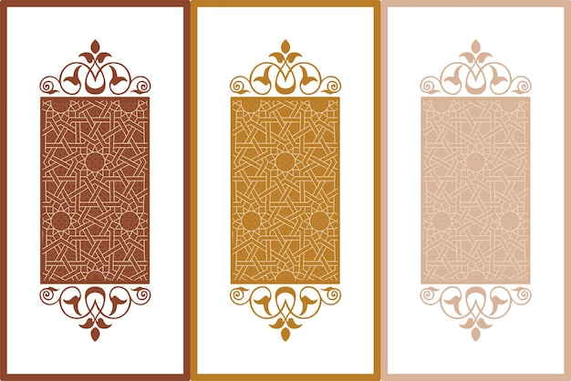 Floral frame with Arabic Islamic and Geometric arabesque style with seamless border. Elegant vectors