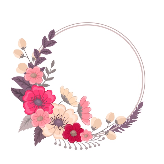 Floral frame with colorful flower.