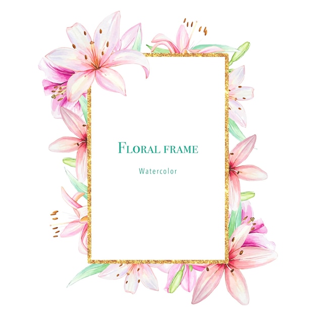 Floral frame with delicate blush roses on a white background