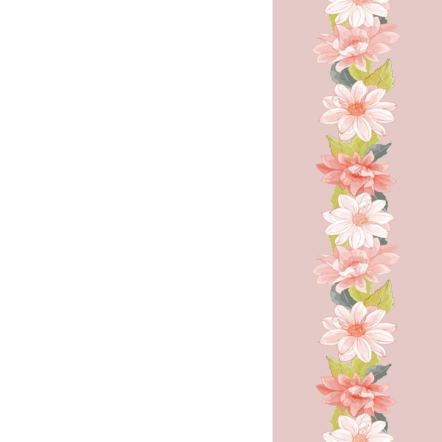 Vector floral frame with light pink flowers dahlias.