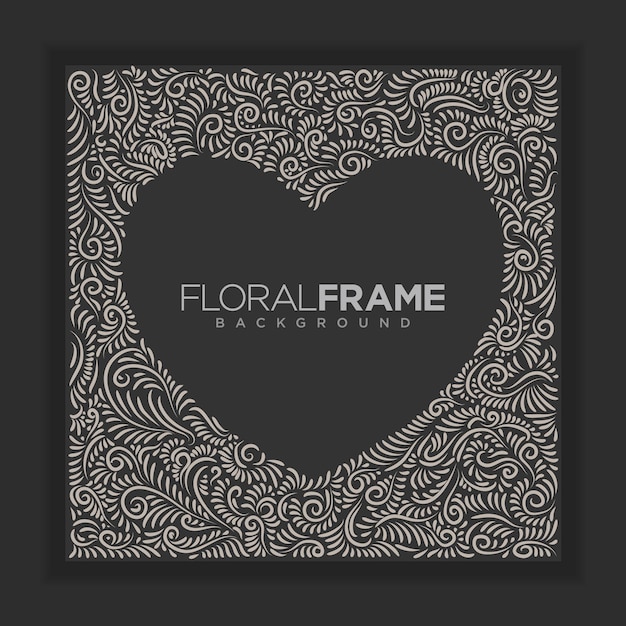 floral frame with love hand draw illustration