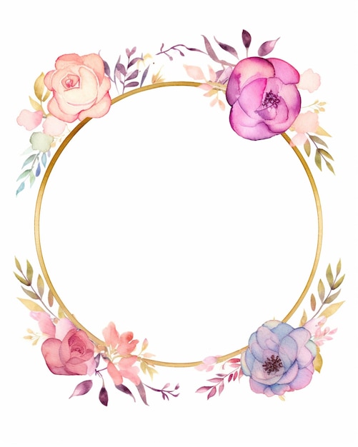 Floral Frame with Roses in Watercolor