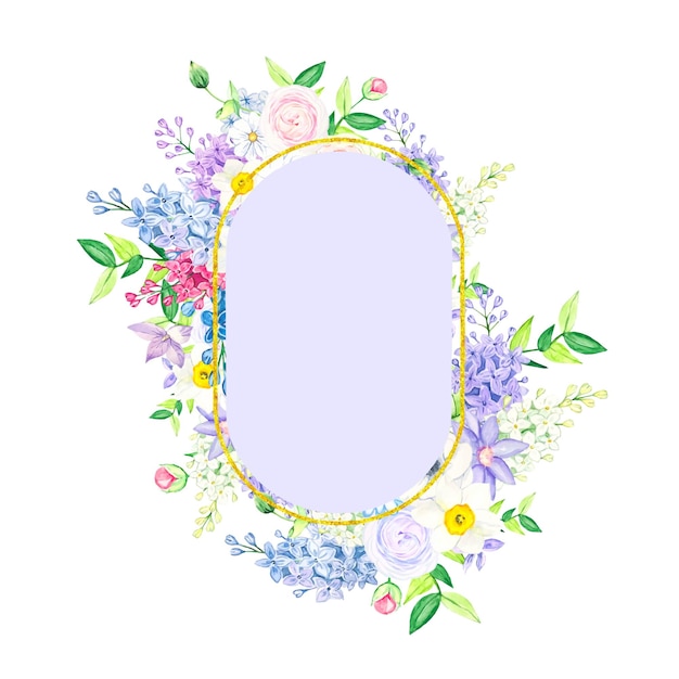 Floral frame with summer flowers watercolor