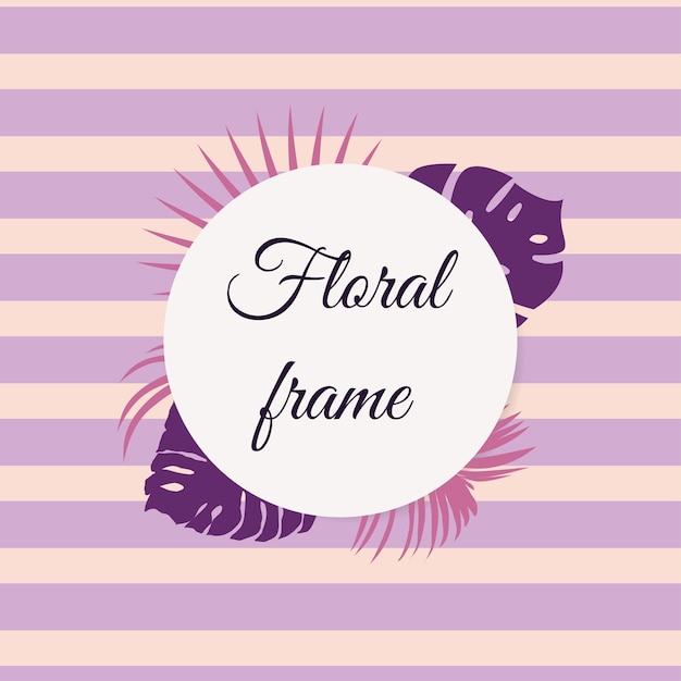 Floral frame with tropical leaves