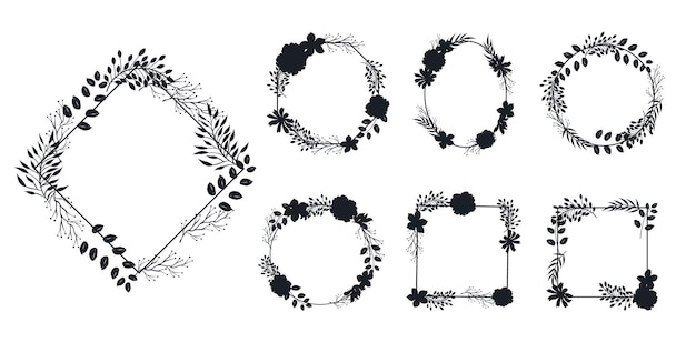 Floral Frames Vector Silhouettes