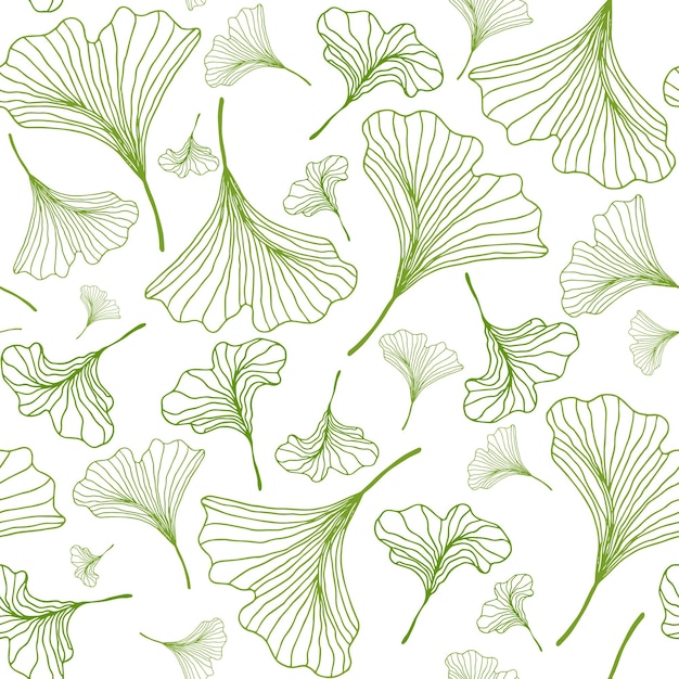 Floral green leaves seamless pattern Hand drawn floral elements background