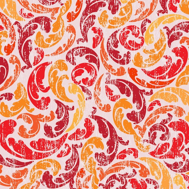 Floral grunge red background