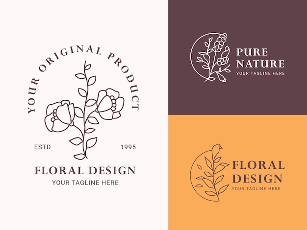 floral hand drawn logo collectio