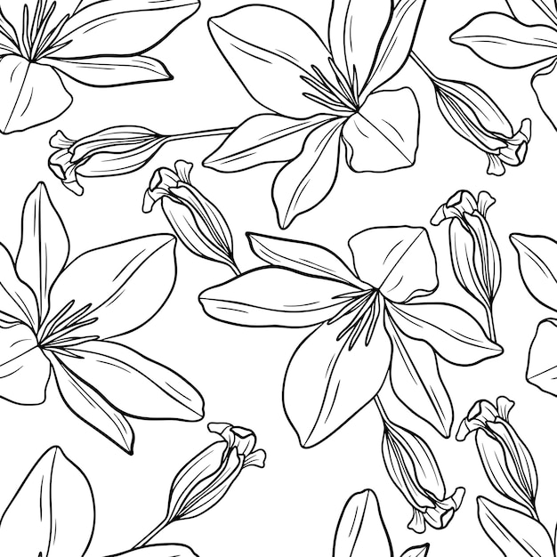 Floral Hand Drawn Sketch Seamless Pattern