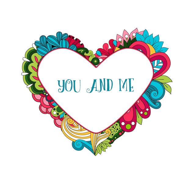 Floral heart frame with text