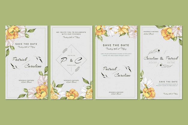 Floral instagram stories collection for wedding