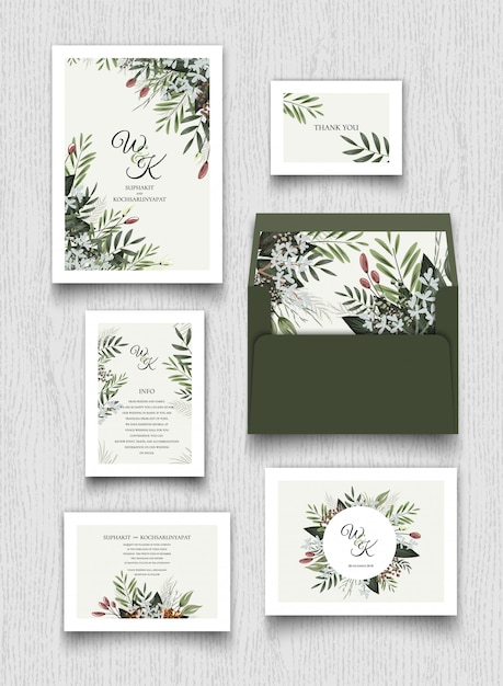 Floral invitation card and letter collection.