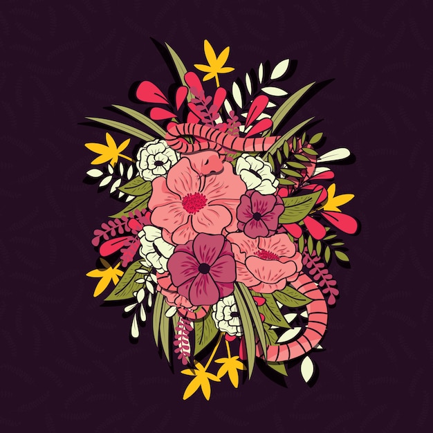 Floral jungle with snakes bouquet