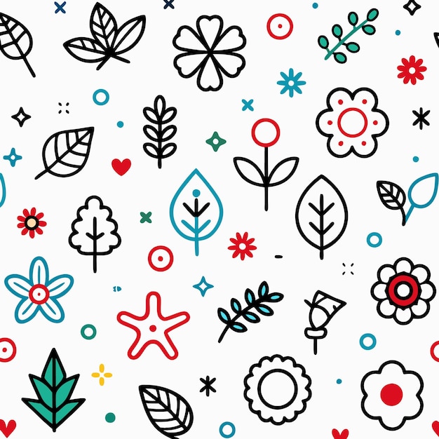 Floral and Leaf Pattern A Colorful and Delightful Seamless Design