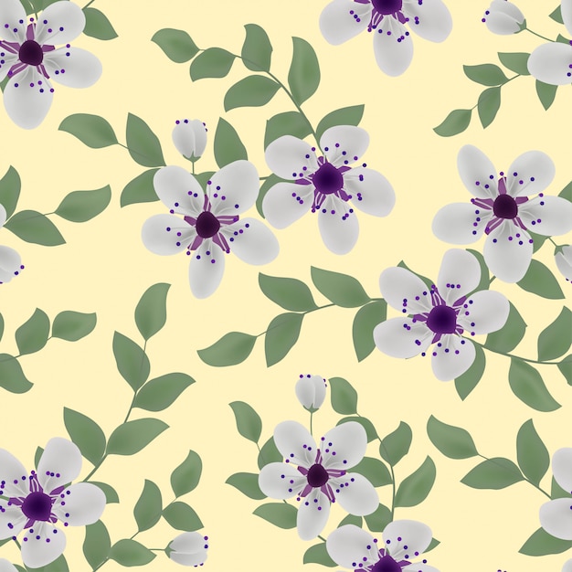 Floral and leaf seamless pattern