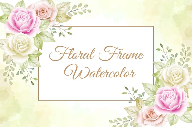 floral leaves watercolor frame background