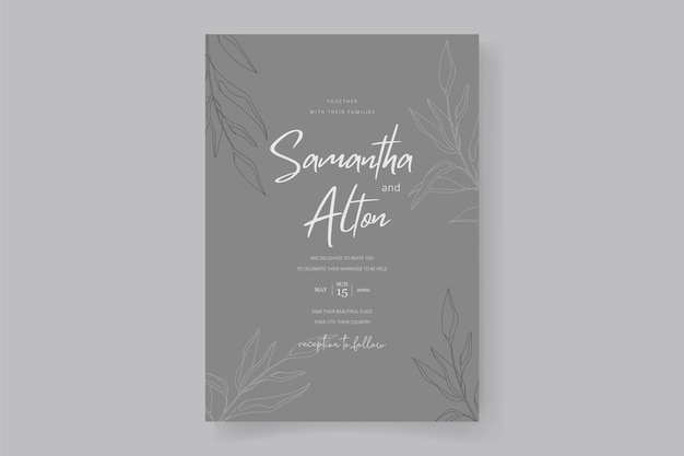 floral and leaves wedding invitation card design