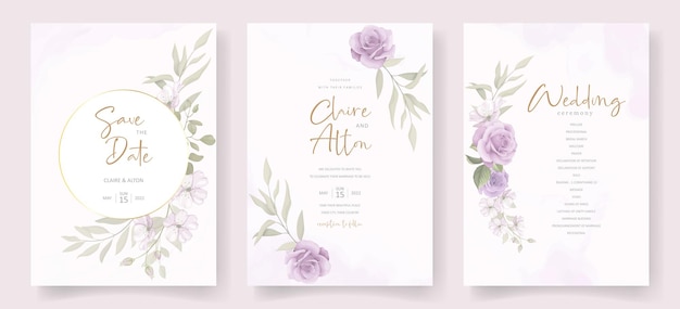 floral and leaves wedding invitation card design