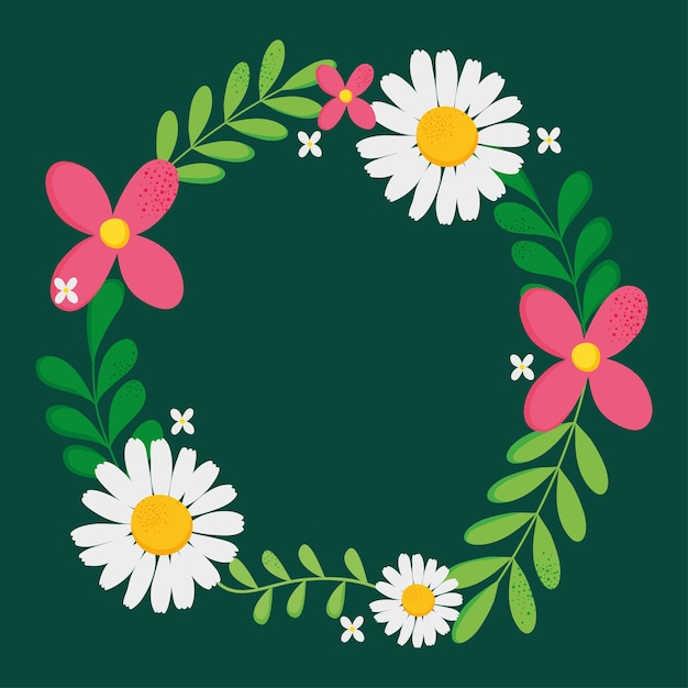 Floral and leaves wreath design