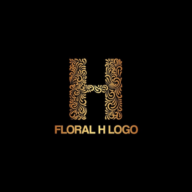 Vector floral letter h vector logo design