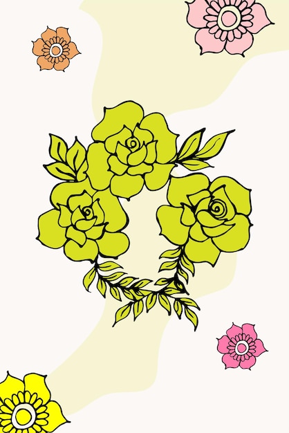 Floral Line art vector for Wedding anniversary birthday and party