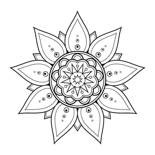 Floral line ornament henna decorative circle tattoo pattern mandala design