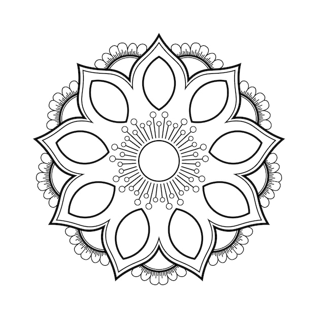 Floral line ornament henna decorative circle tattoo pattern mandala design